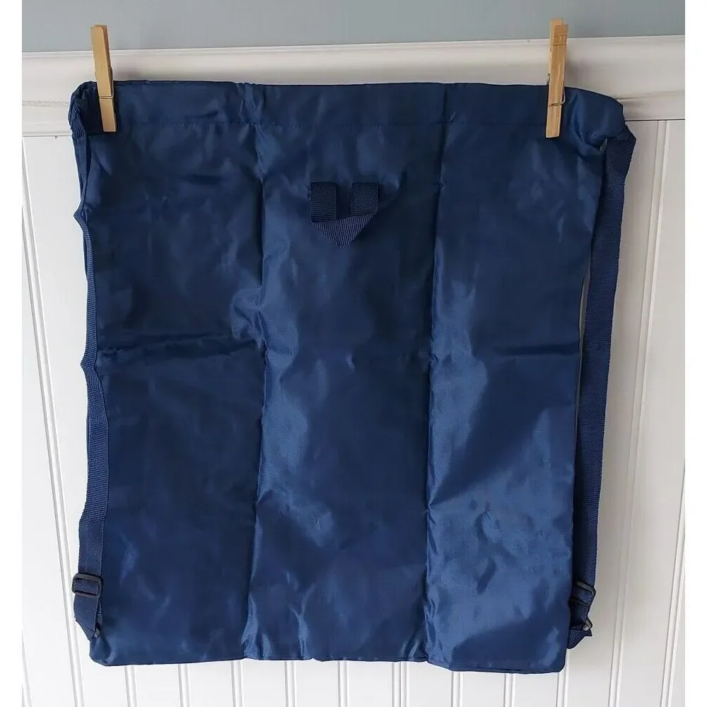 Skechers Drawstring Backpack Daypack Blue Reusable Bag Beach Gym‎ Shopper Tote
